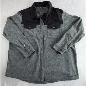Eddie Bauer‎ Shirt Jacket Womens 2XL Gray Black Button Up Chutes Fleece